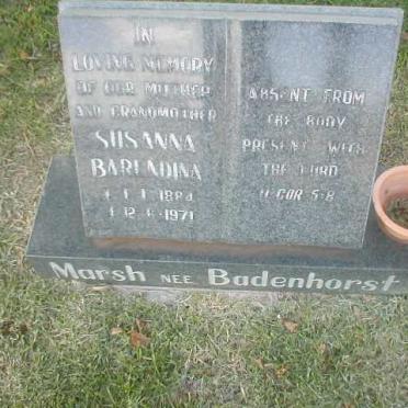 MARSH Susanna Barendina nee BADENHOST 1884-1971