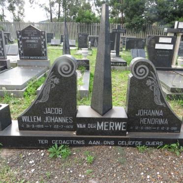 MERWE Jacob Willem Johannes, van der 1918-1976 &amp; Johanna Hendrina 1921-1981
