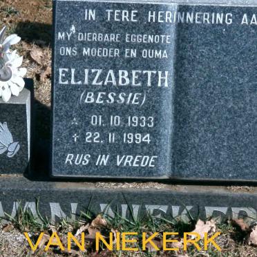 NIEKERK Elizabeth, van 1933-1994
