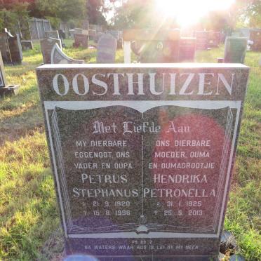 OOSTHUIZEN Petrus Stephanus 1920-1996 &amp; Hendrika Petronella 1925-2013