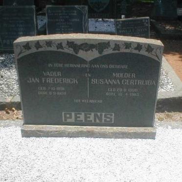 PEENS Jan Frederick 1881-1958 &amp; Susanna Gertruida 1898-1983