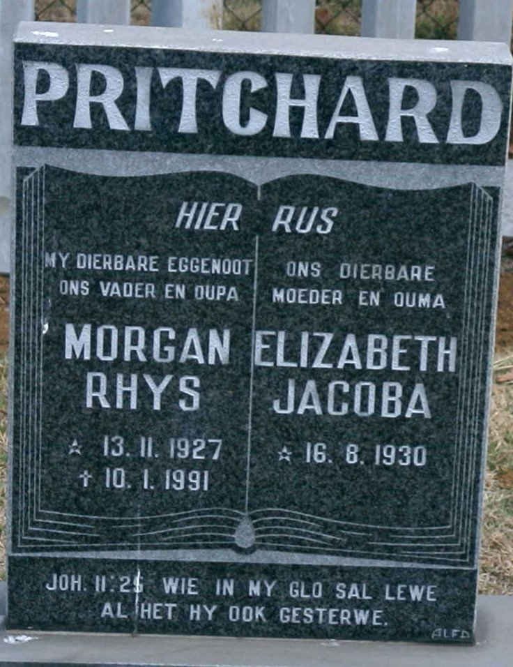 PRITCHARD Morgan Rhys 1927-1991 &amp; Elizabeth Jacoba 1930-
