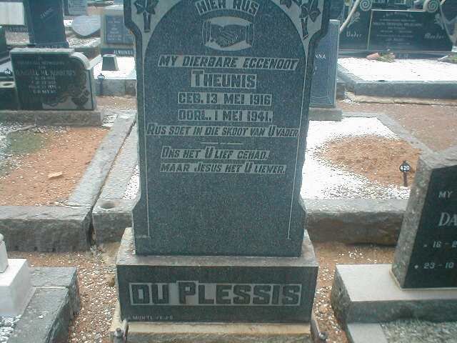 PLESSIS Theunis, du 1916-1941