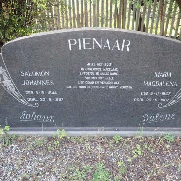 PIENAAR Salomon Johannes 1944-1967 &amp; Maria Magdalena 1947-1967