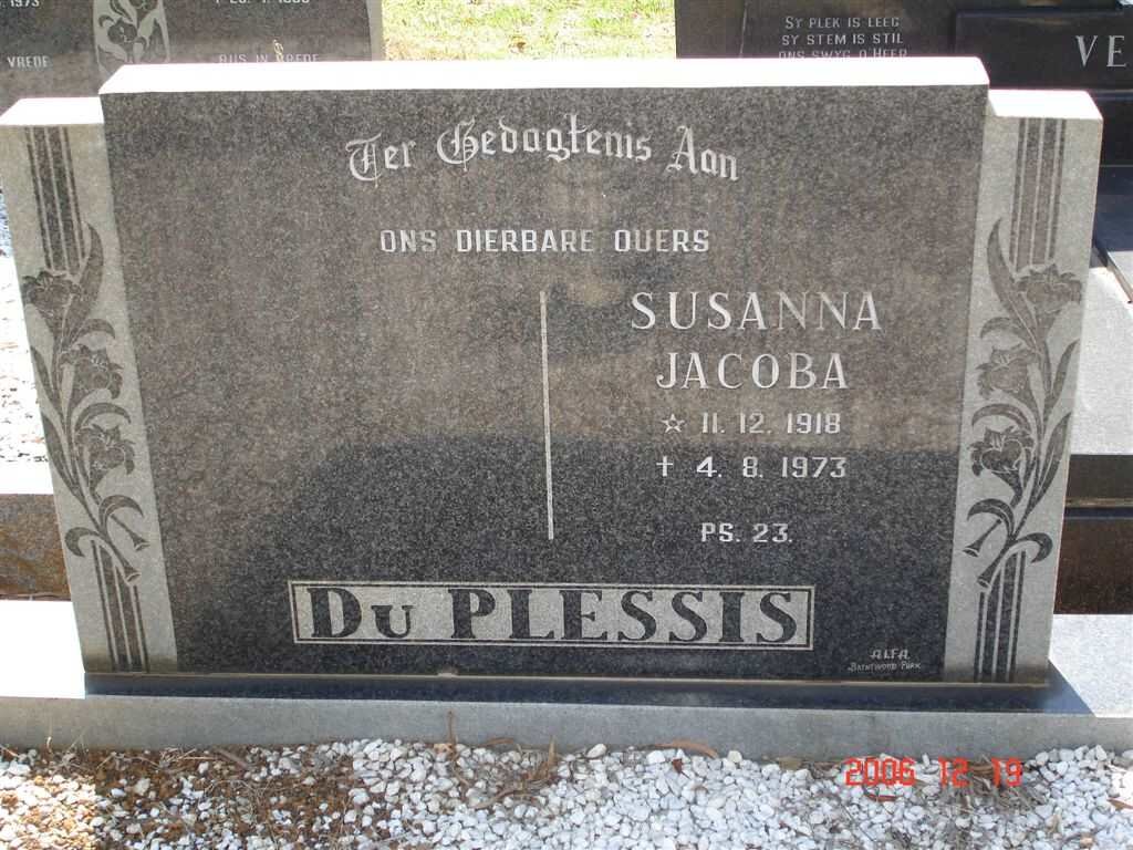PLESSIS Susanna Jacoba, du 1918-1973