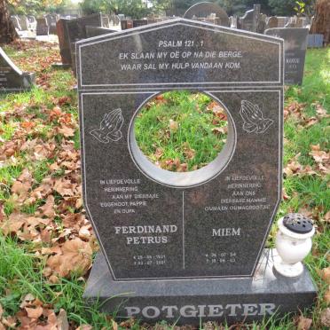 POTGIETER Ferdinand Petrus 1931-2001 &amp; Miem 1934-2003