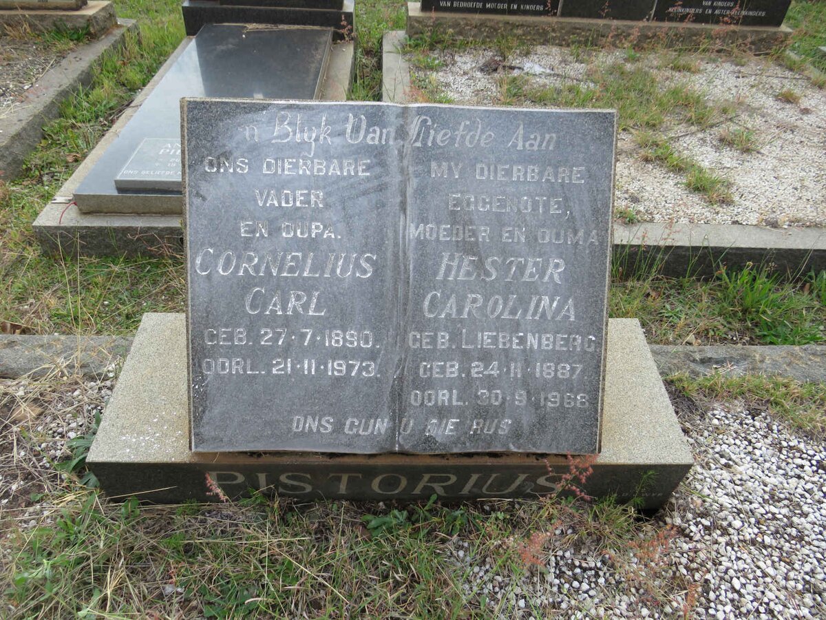 PISTORIUS Cornelius Carl 1890-1973 &amp; Hester Carolina LIEBENBERG 1887-1968