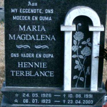 REDELINGHUYS Hennie Terblanche 1923-2003 &amp; Maria Magdalena 1926-1991