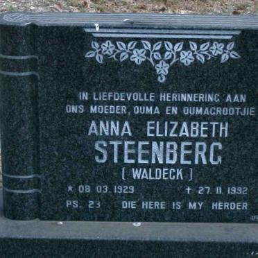 STEENBERG Anna Elizabeth nee WALDECK 1929-1992