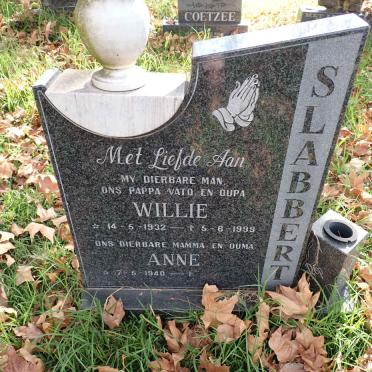 SLABBERT Willie 1932-1999 &amp; Anne 1940-