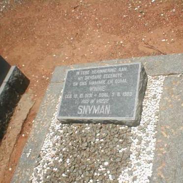 SNYMAN Winnie 1891-1980