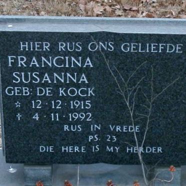 STADEN Francina Susanna, van nee DE KOCK 1915-1992