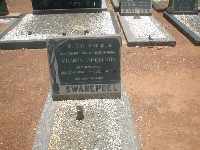 SWANEPOEL Susanna Emmerentia nee APPELGRYN  1884-1960