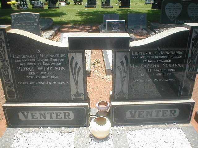 VENTER Petrus Wilhelmus 1888-1959 &amp; Magdalena Susanna 1896-1977