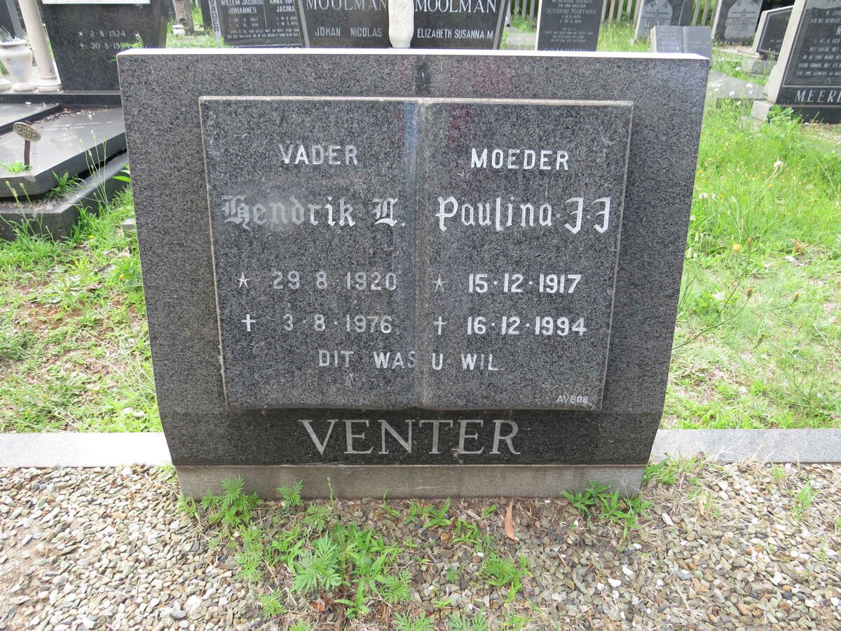 VENTER Hendrik L. 1920-1976 &amp; Paulina J.J. 1917-1994