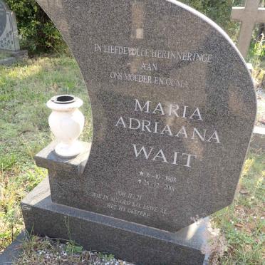 WAIT Maria Adriaana 1908-2001