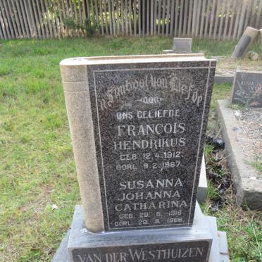 WESTHUIZEN Francois Hendrikus, van der 1912-1967 &amp; Susanna Johanna Catharina 1916-1986
