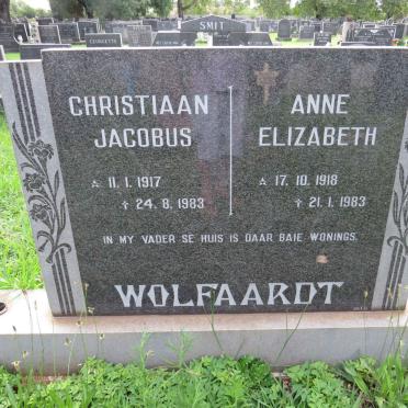 WOLFAARDT Christiaan Jacobus 1917-1983 &amp; Anne Elizabeth 1918-1983