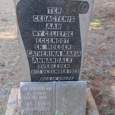 ANNANDALE Jan George 1878-1941 &amp; Catherina Maria -1925