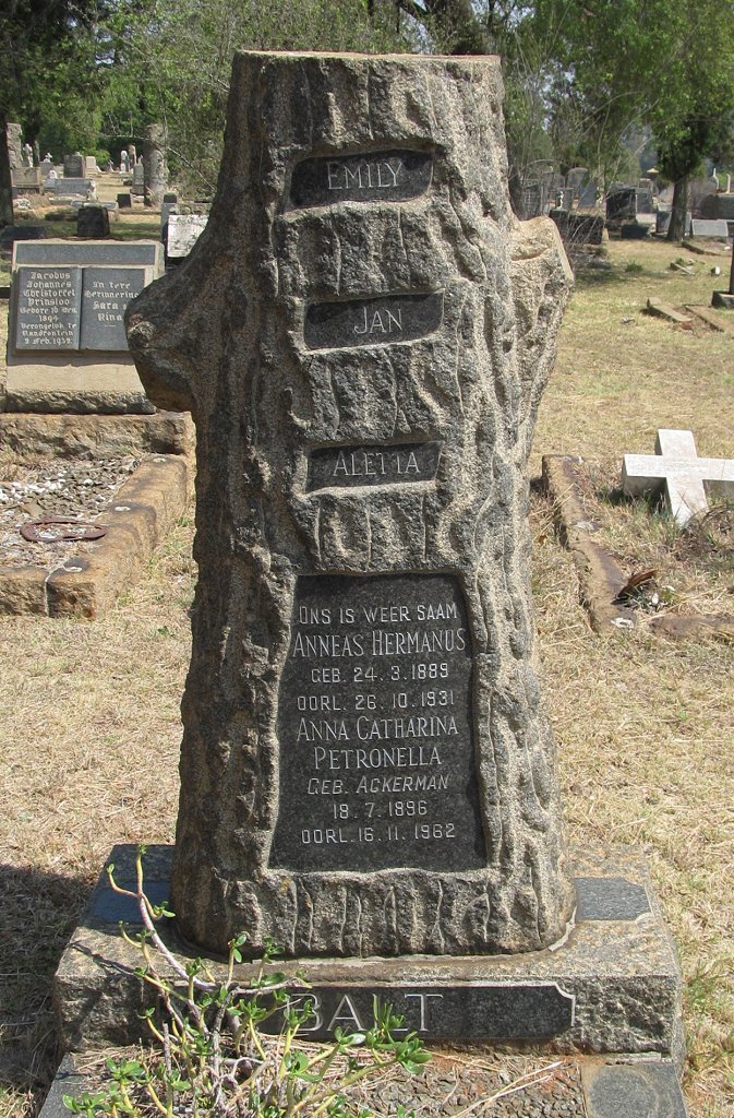 BALT Anneas Hermanus 1889-1931 &amp; Anna Cathrina Petronella ACKERMAN 1896-1962