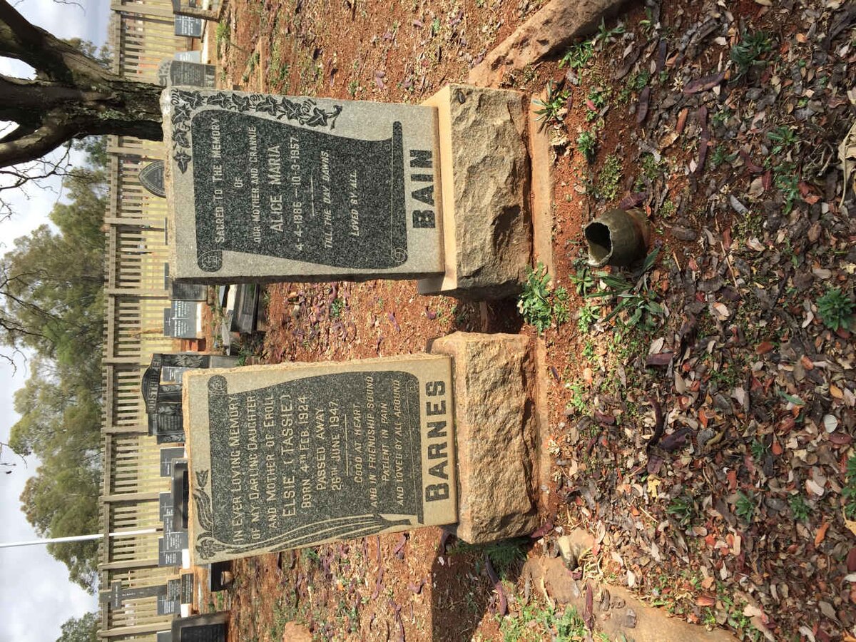 BAIN Alice Maria 1886-1957 :: BARNES Elsie 1924-1947