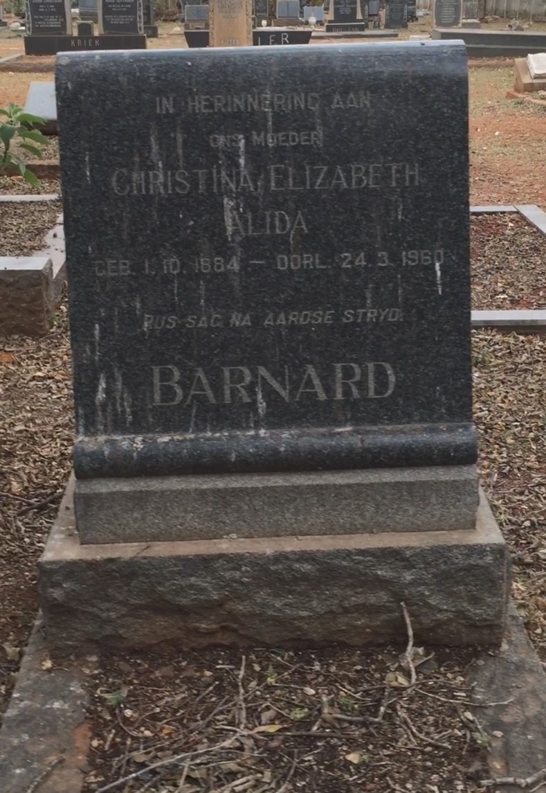 BARNARD Christina Elizabeth Alida 1884-1960