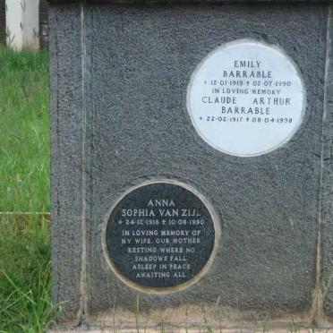 BARRABLE Claude Arthur 1917-1998 &amp; Emily 1919-1990  ::  VAN ZIJL Sophia Anna 1918-1990