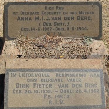 BERG Dirk Pieter, van den 1881-1952 &amp; Anna M.I.J. SMIT 1887-1944