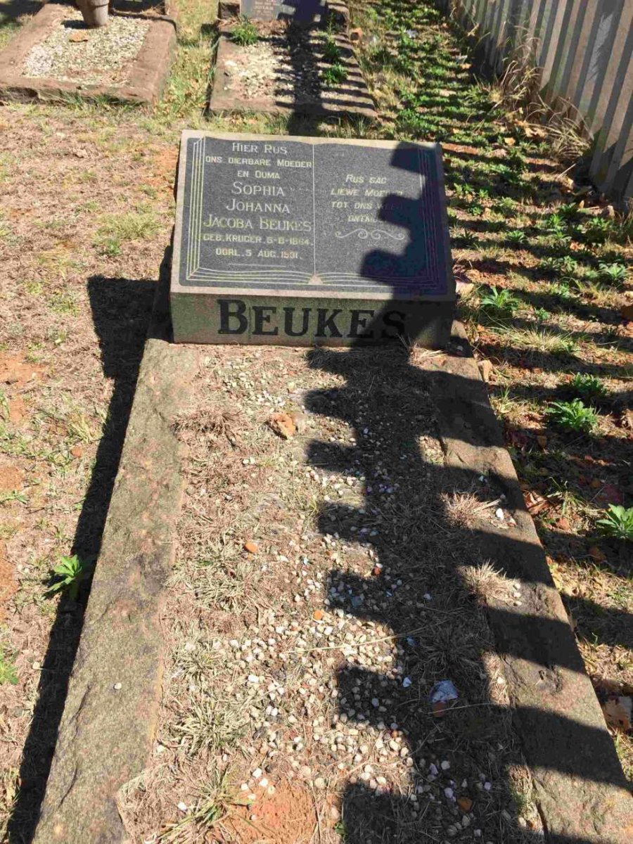 BEUKES Sophia Johanna Jacoba nee KRUGER 1864-1931