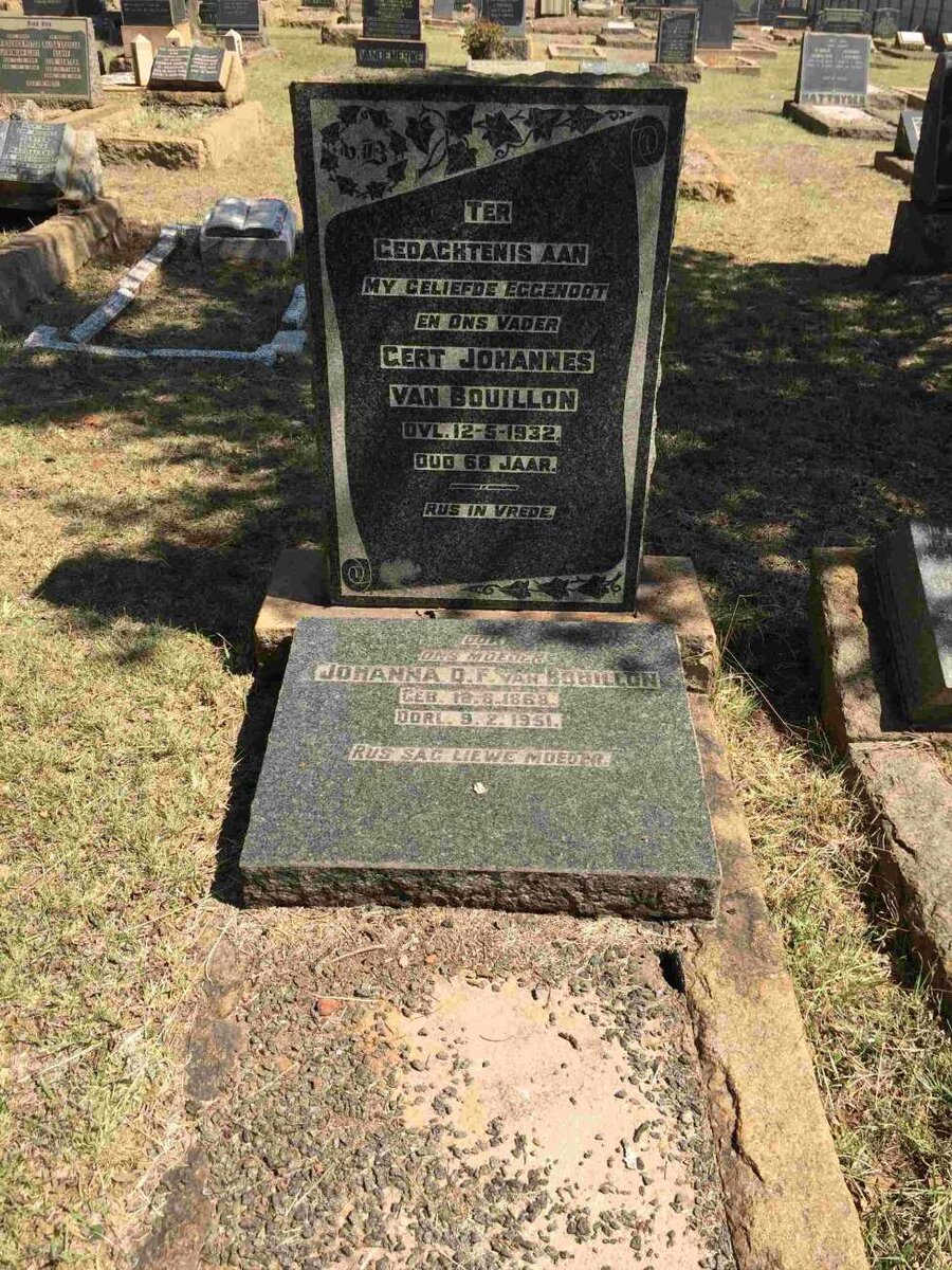 BOUILLON Gert Johannes, van -1932 &amp; Johanna D.F. 1869-1951