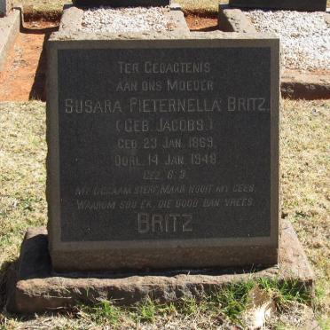 BRITZ Susara Pieternella nee JACOBS 1869-1948