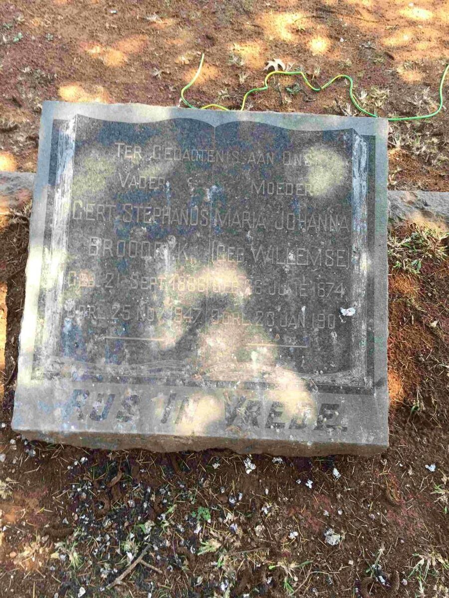 BROODRYK Gert Stephanus 1886-1947 &amp; Maria Johanna WILLEMSE 1874-190?