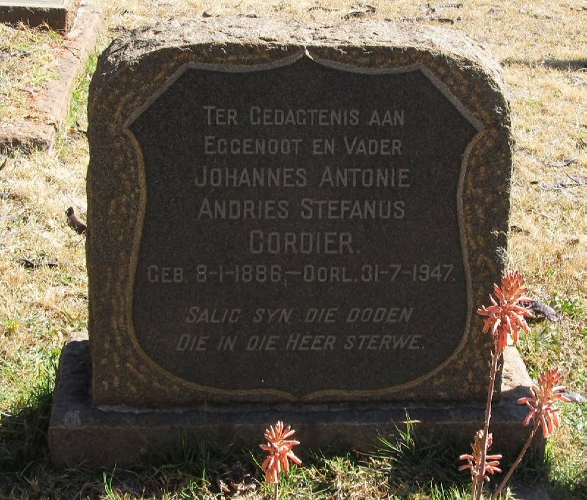 CORDIER Johannes Antonie Andries Stefanus 1886-1947