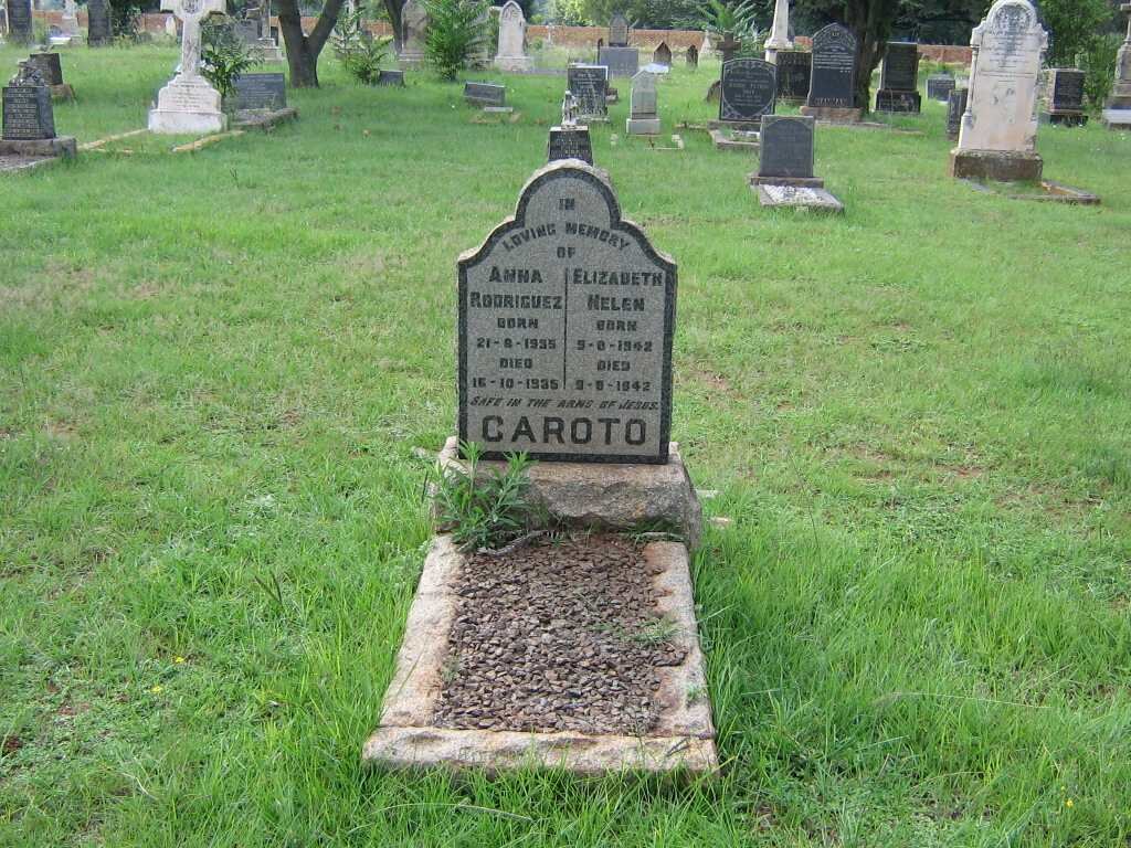 CAROTO Anna Rodrigues 1935-1935 :: CAROTO Elizabeth Helen  1942-1942