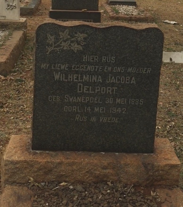 DELPORT Wilhelmina Jacoba nee SWANEPOEL 1885-1942