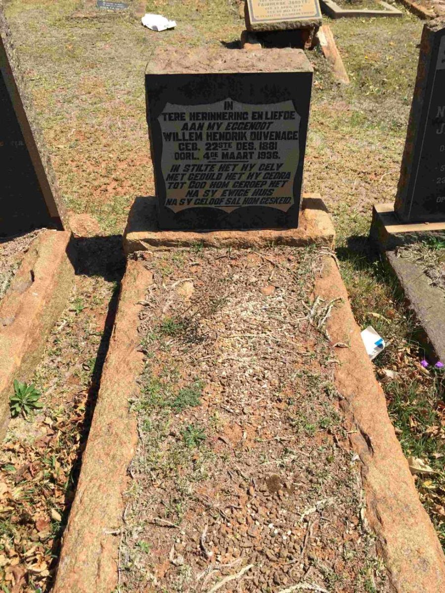 DUVENHAGE Willem Hendrik 1881-1936