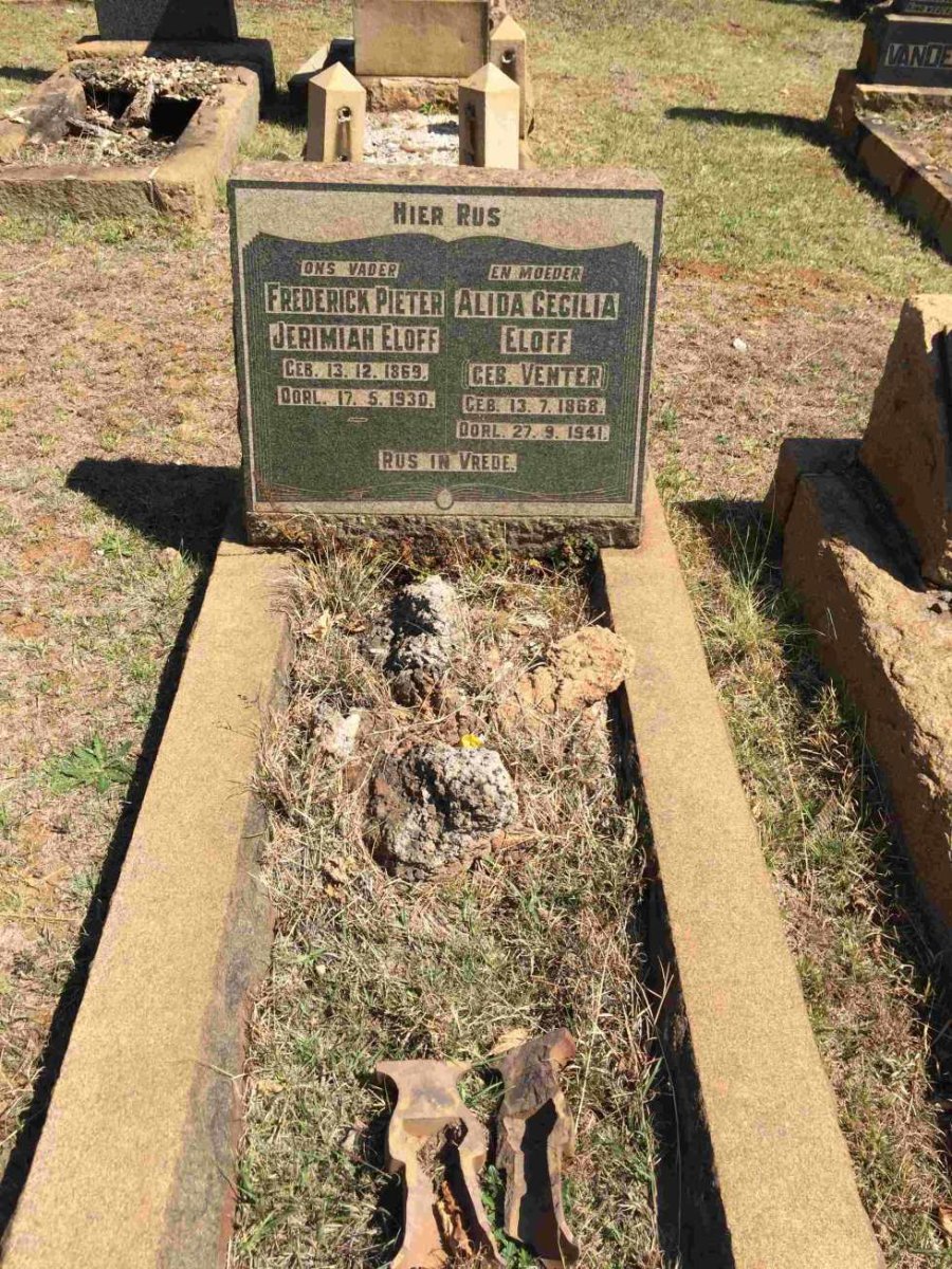 ELOFF Frederick Pieter Jerimiah 1869-1930 &amp; Alida Cecilia VENTER 1868-1941