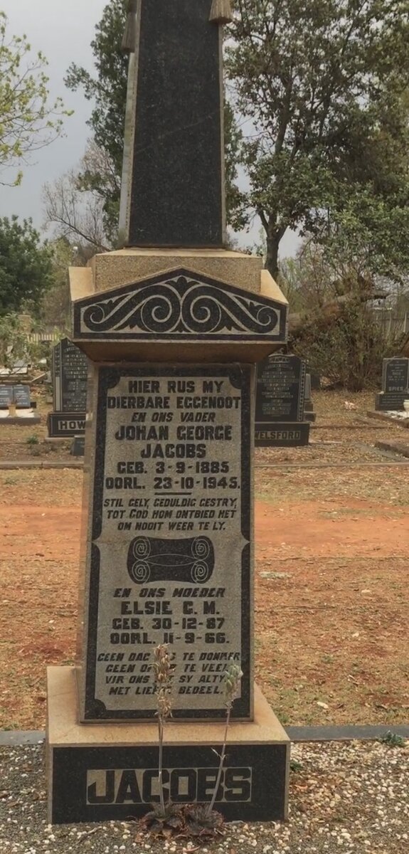 JACOBS Johan George 1885-1945 &amp; Elsie C.M. 1887-1966