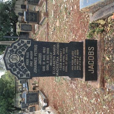 JACOBS Johannes Petrus 1852-1938 &amp; Elizabeth Maria Magrietha HERBST 1862-1945