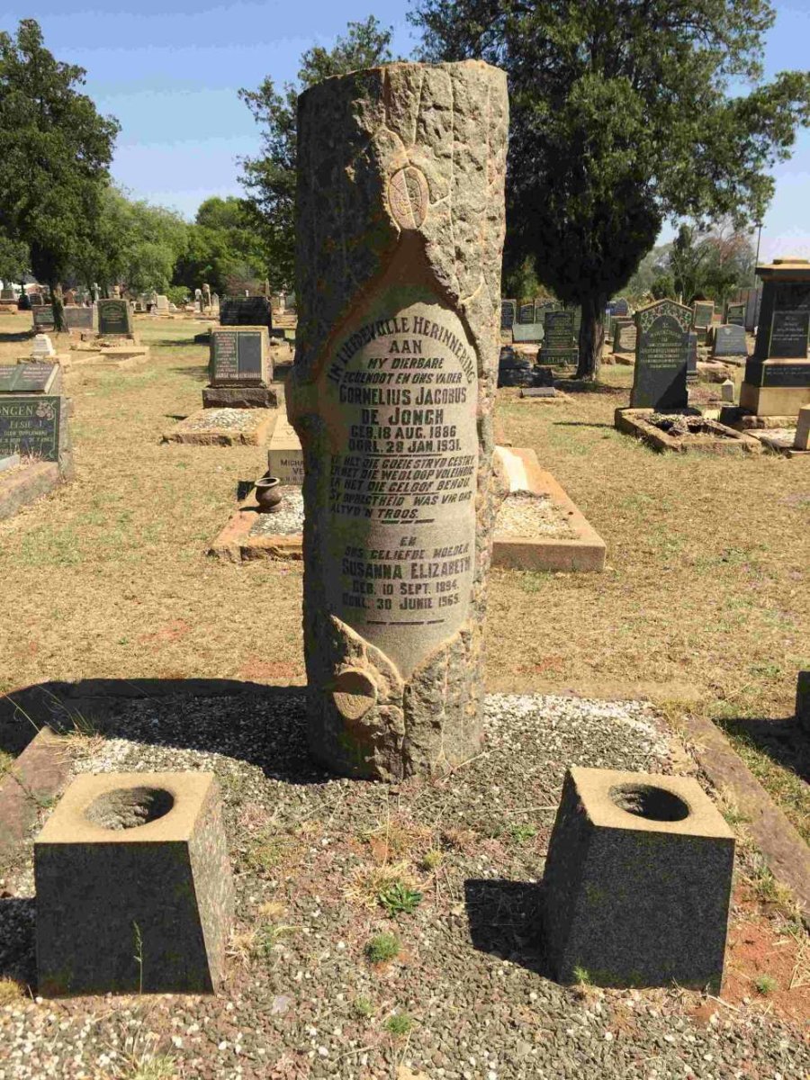 JONGH Cornelius Jacobus, de 1886-1931 &amp; Susanna Elizabeth 1894-1965