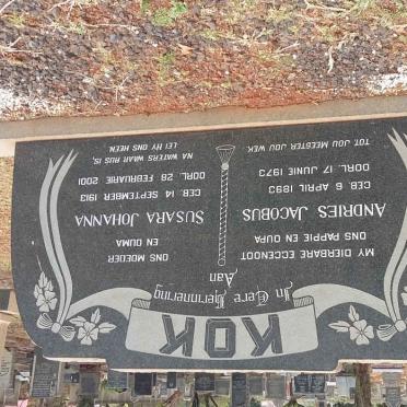 KOK Andries Jacobus 1893-1973 &amp; Susara Johanna 1913-2001