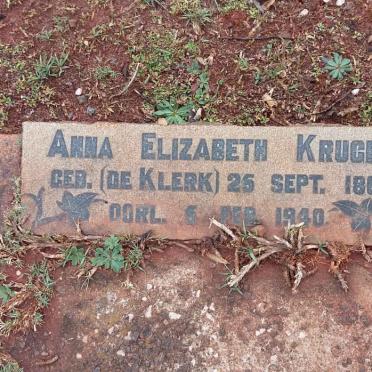KRUGER Anna Elizabeth nee DE KLERK 1869-1940