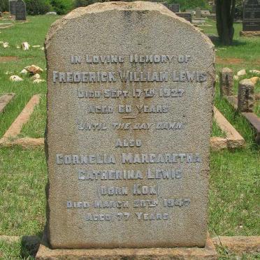 LEWIS Frederick William -1927 Cornelia Margaretha Catherina KOK -1947