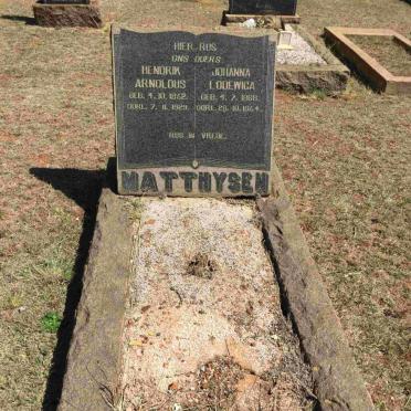 MATTHYSEN Hendrik Arnoldus 1852-1929 &amp; Johanna Lodewica 1968-1954