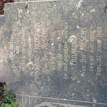 MESCHT Wynand Frederick, van der 1898-1945 &amp; Francina 1899-1965