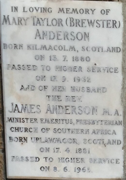 ANDERSON James 1881-1968 &amp; Mary Taylor BREWSTER 1880-1962