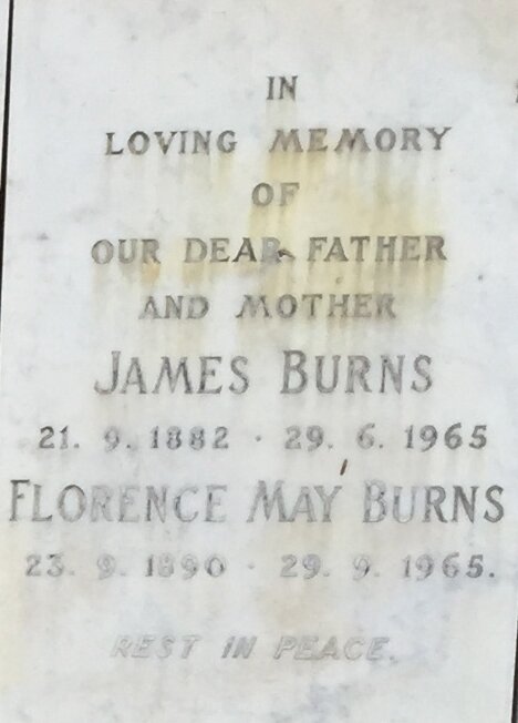 BURNS James 1882-1965 &amp; Florence May 1890-1965