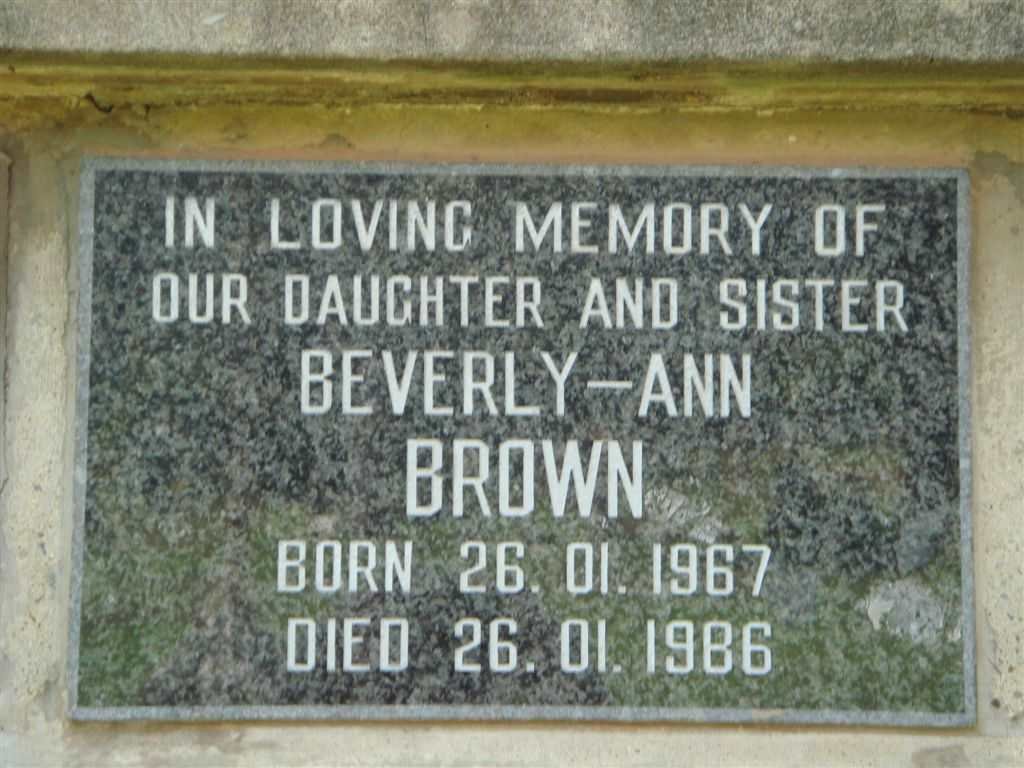 BROWN Beverly-Ann 1967-1986