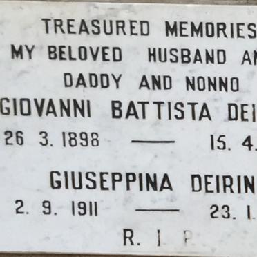 DEIRINO Giovanni Battista 1898-1965 &amp; Guiseppina 1911-1996