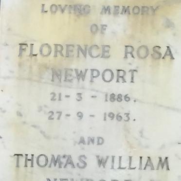 NEWPORT Thomas William 1881-1964 &amp; Florence Rosa 1886-1963